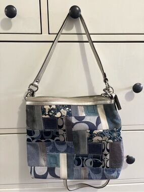 Coach Signature Denim Patchwork Shoulder Bag
